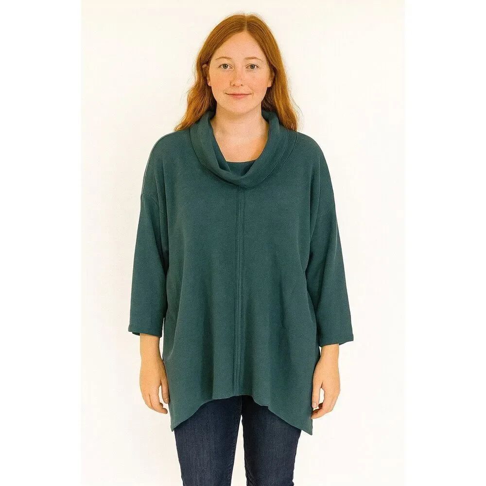 J. Jill Pure Jill teal shark bite cowl neck tunic sweater xs